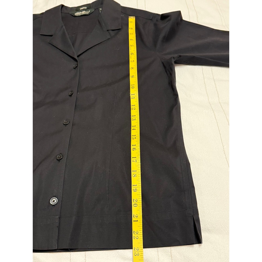 Eddie Bauer Black Button Up Blouse Women's S Wrinkle Resistant  3/4 Sleeve - Picture 7 of 7
